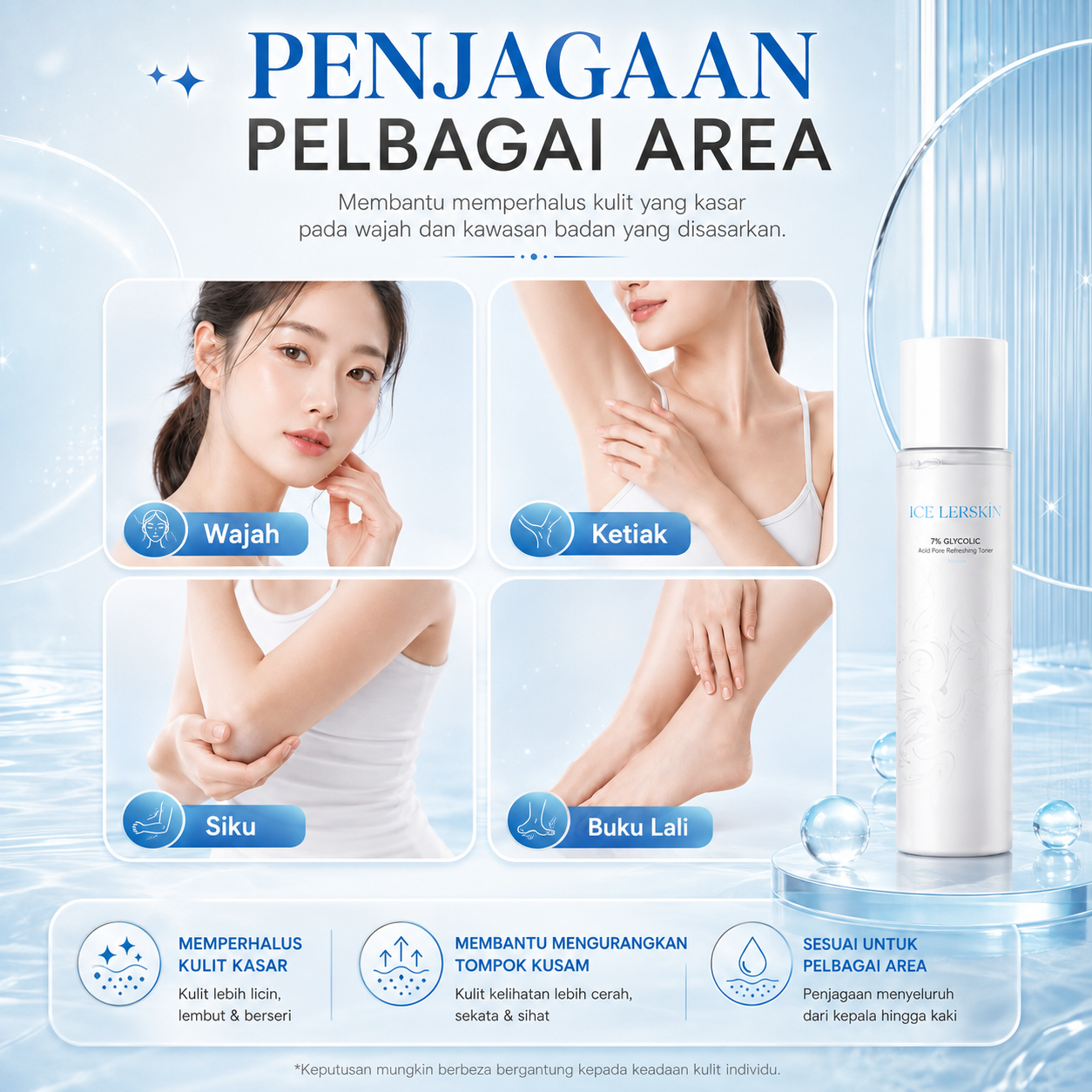 Hasil penggunaan Toner Ice Lerskin